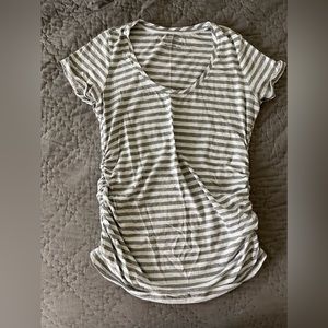Motherhood Maternity grey & white striped T-shirt size medium